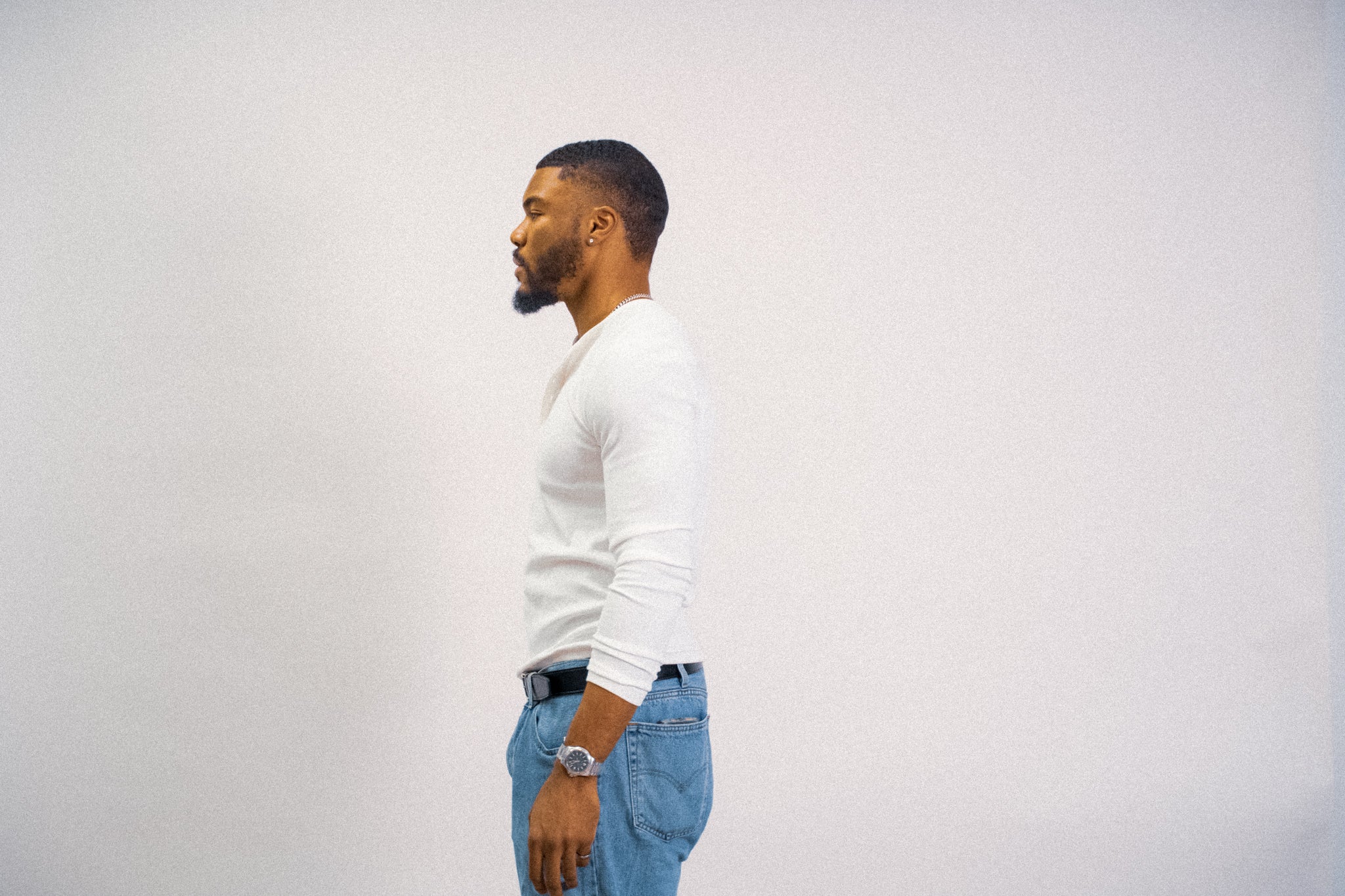 Men’s long sleeve Henley  Cloud white
