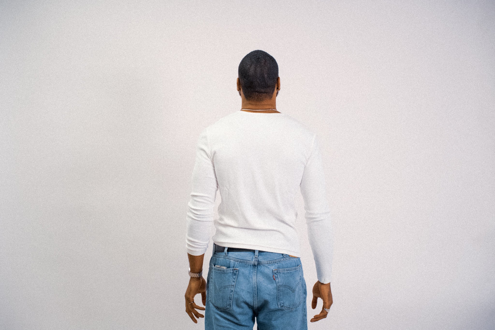 Men’s long sleeve Henley  Cloud white