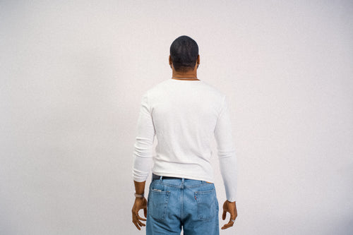 Men’s long sleeve Henley  Cloud white