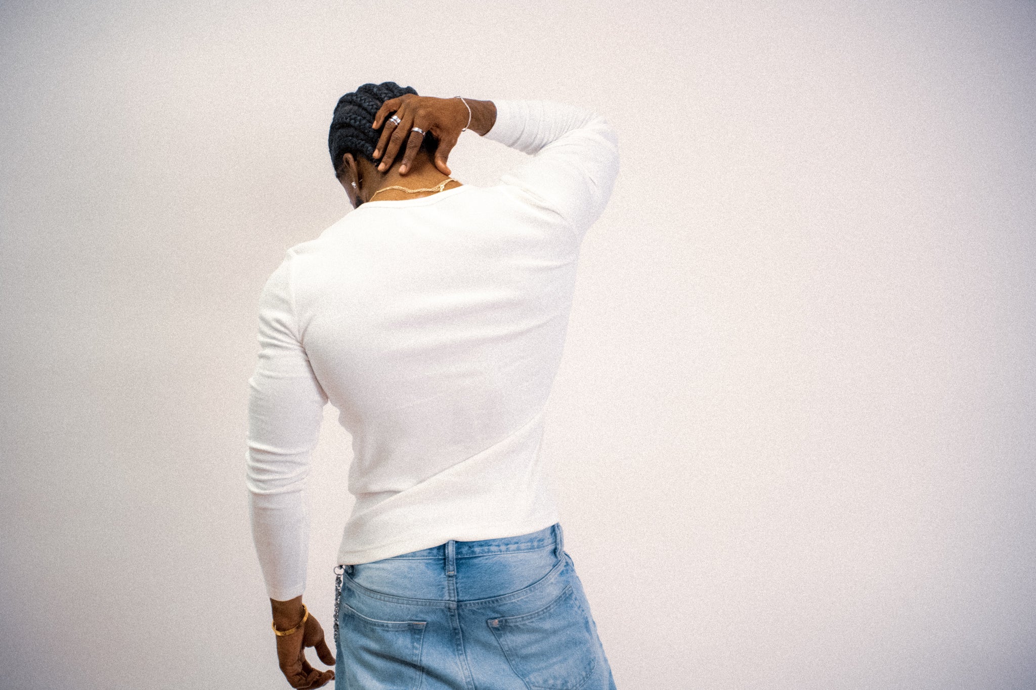 Men’s long sleeve Henley  Cloud white